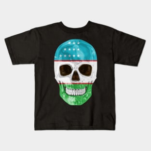 Uzbekistan Flag Skull - Gift for Uzbekistani With Roots From Uzbekistan Kids T-Shirt